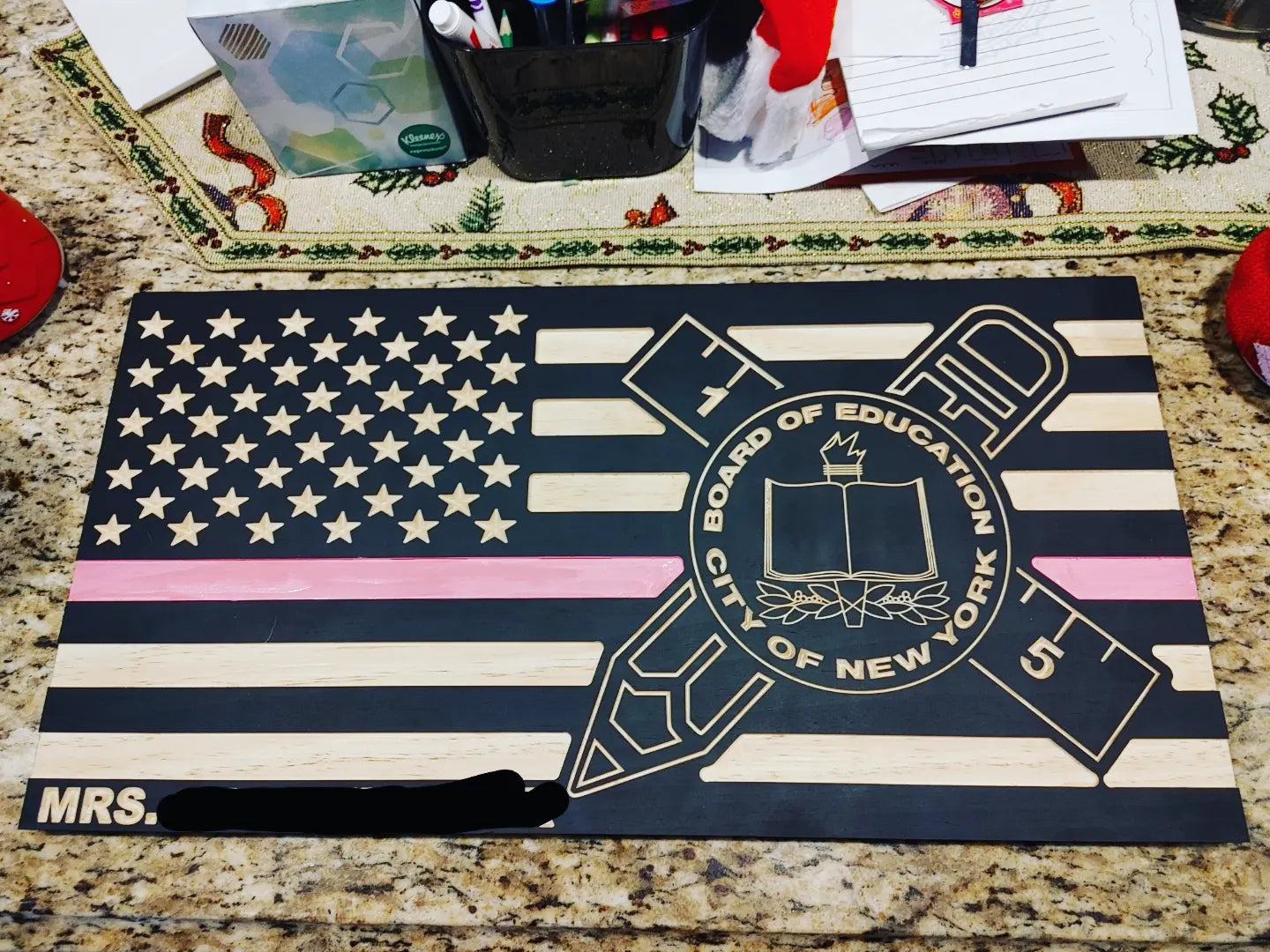 11x22 Solid pine teacher flag