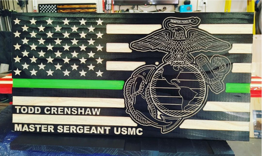 Custom green line military flag